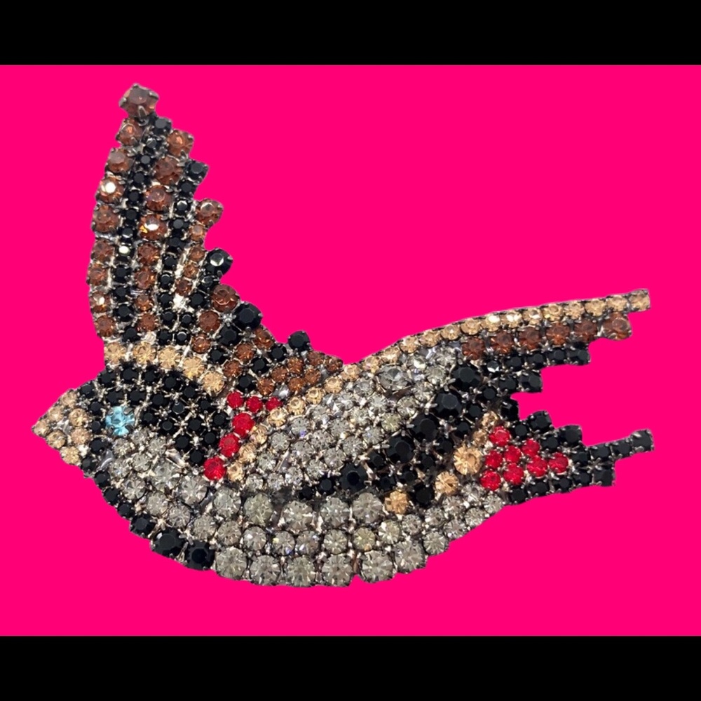 English Sparrow Brooch Swarovski Crystals - Bird